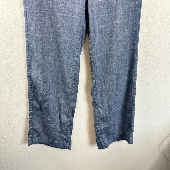 Chico's Stretch Linen Blend Wide Leg Pants Blue Pull On .5 6 - Picture 4 of 14